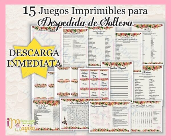 15 juegos para despedida de soltera vintage para imprimir PDF