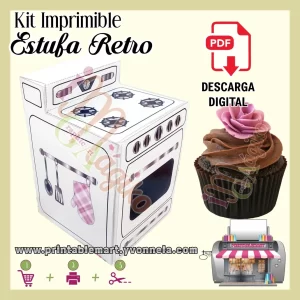 Caja para cupcakes Estufa Vintage Imprimible Estufa Retro