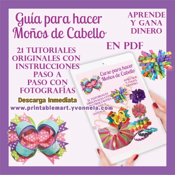 Como hacer moños para cabello PDF Descarga Inmediata iMagiko Printablemart