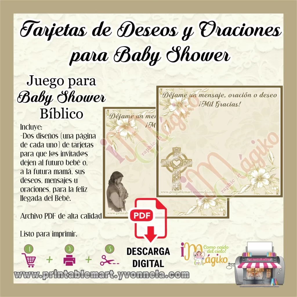 Baby Shower Biblico Tarjetas de Deseos y Oraciones - Printablemart, image size:1024x1024