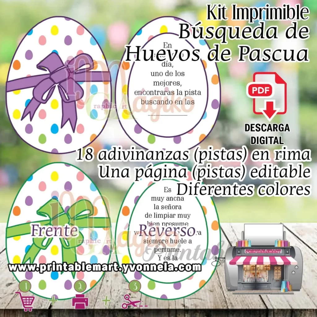 Búsqueda de Huevos de Pascua Kit Imprimible