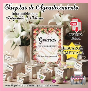 Tarjetas de agradecimiento para despedida de soltera para imprimir PDF