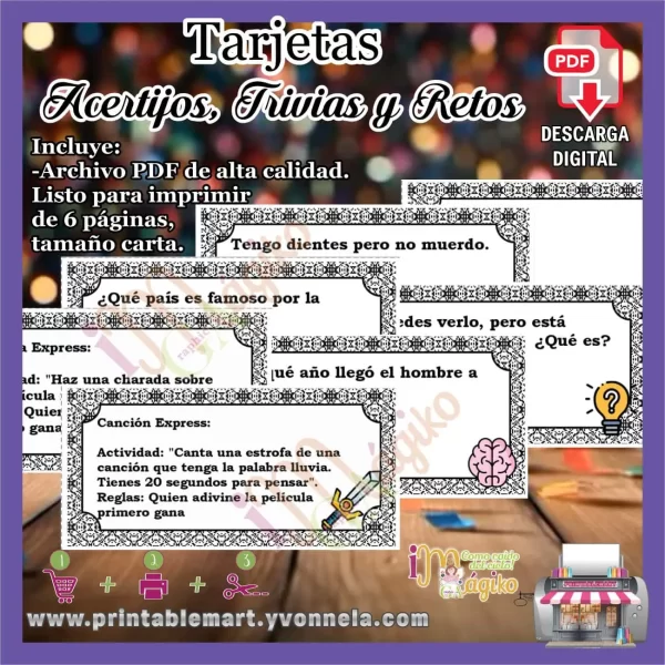 ACERTIJOS, TRIVIAS Y RETOS TARJETAS