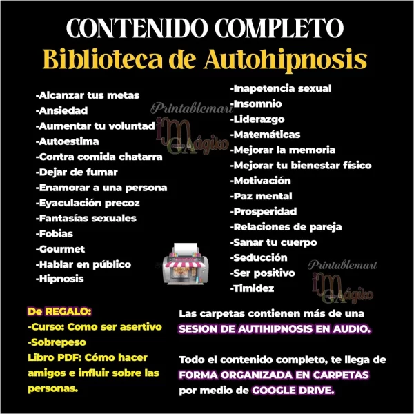 Contenido Biblioteca de Sesiones de Autohipnosis en audio