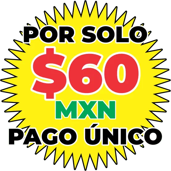 Solo hoy por $60 MXN