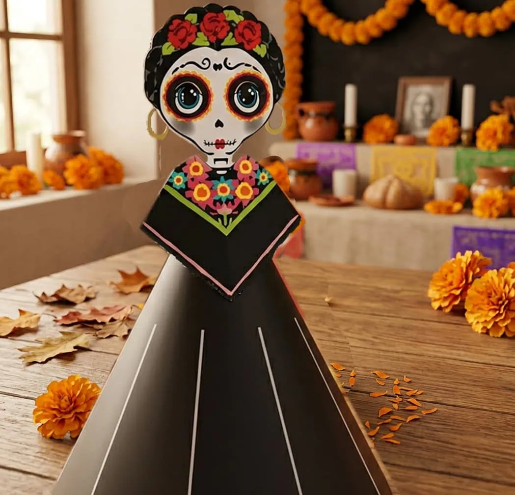 Catrina Artística Imprimible 3D Grande – Adorno Tradicional para Altar de Muertos